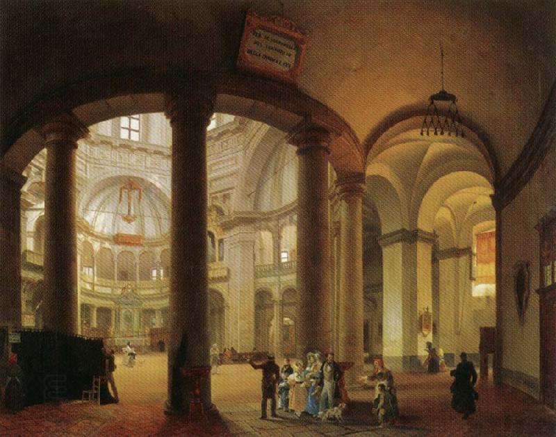 Giovanni Migliara Interior of Basilica of San Lorenzo China oil painting art